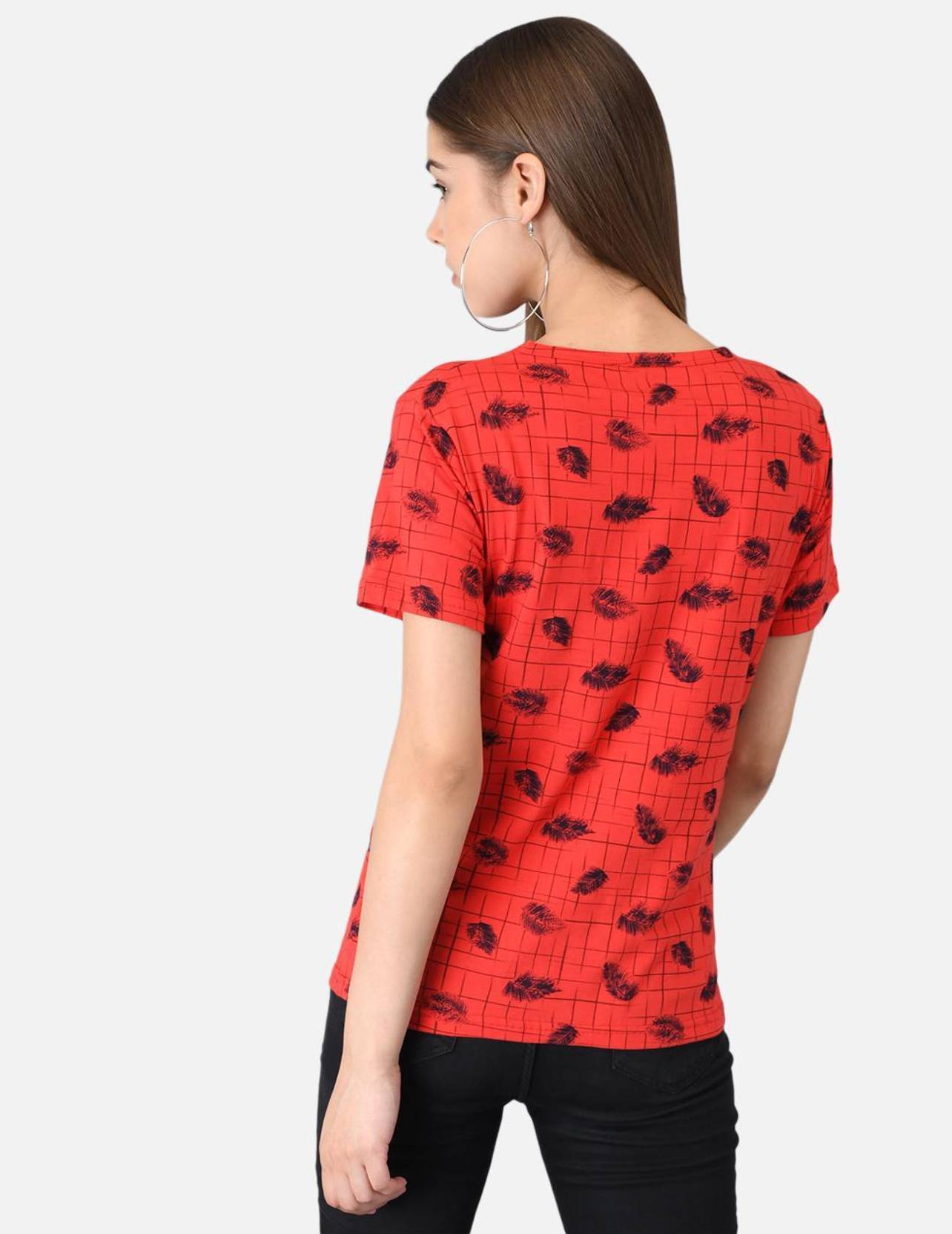 KOTTY Women Printed Round Neck Cotton Blend Multicolor T-Shirt