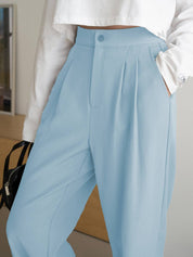 KOTTY  Women Regular Fit Light Blue Viscose Rayon Trousers