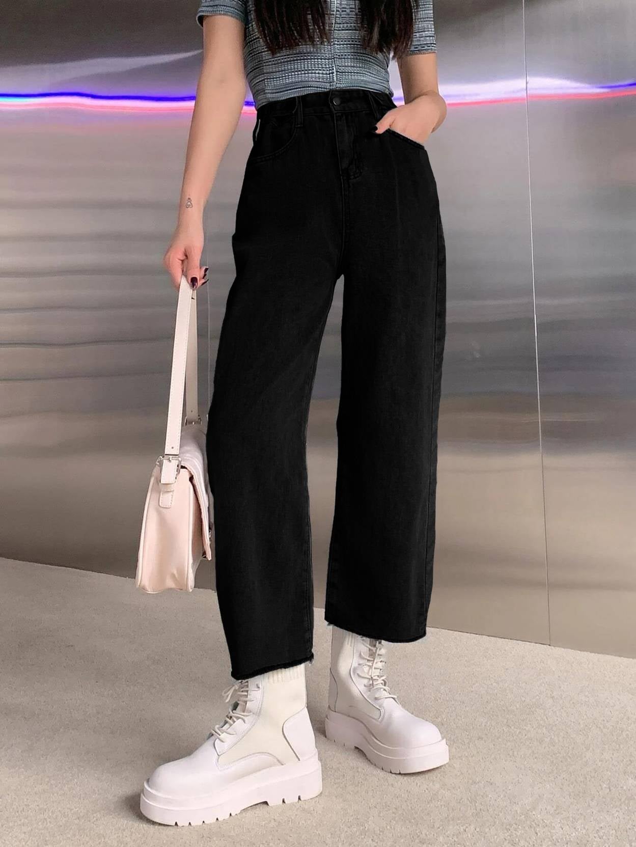 KOTTY Women Regular High Rise Black Jeans