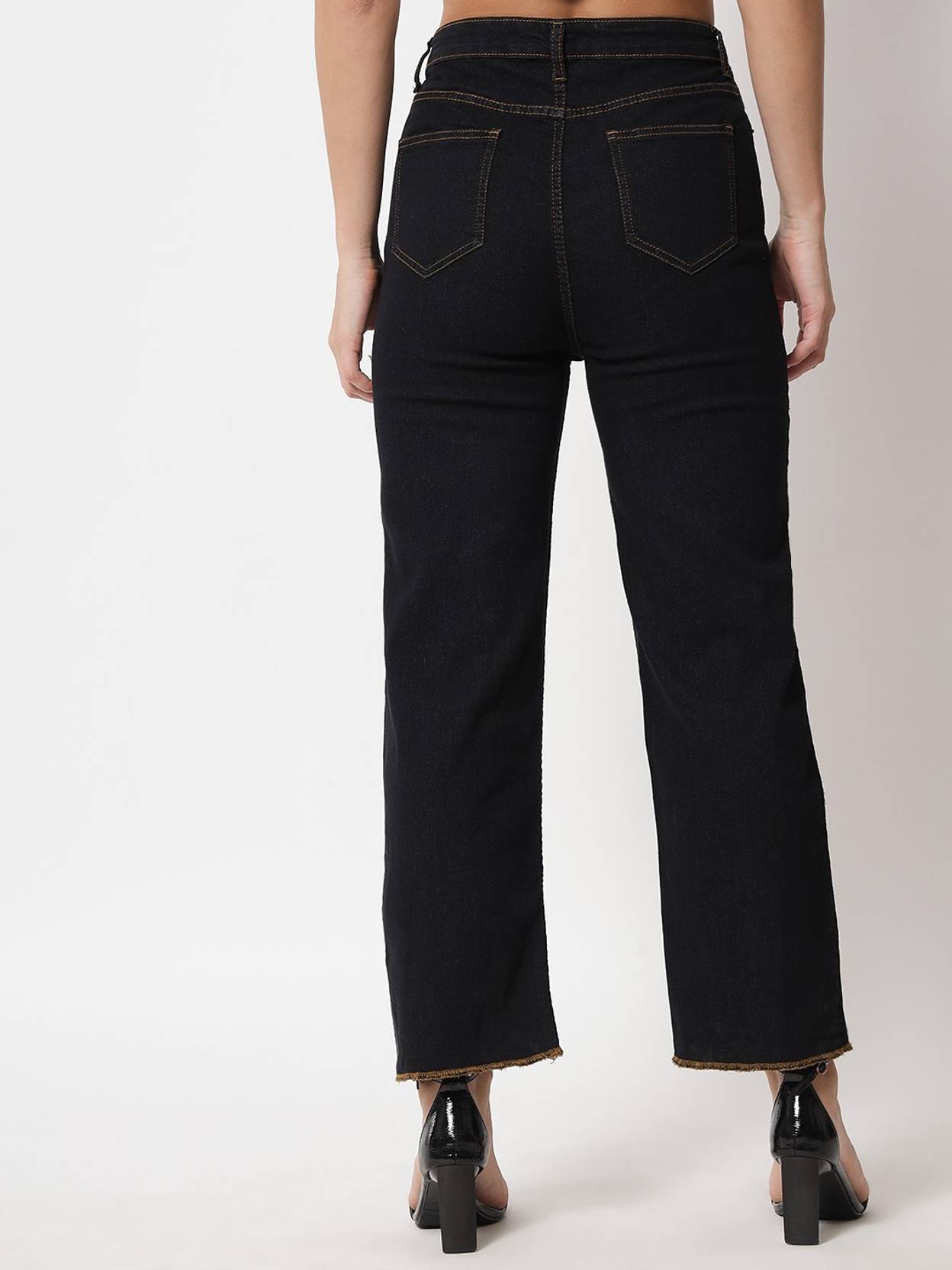 KOTTY Women Regular High Rise Black Jeans