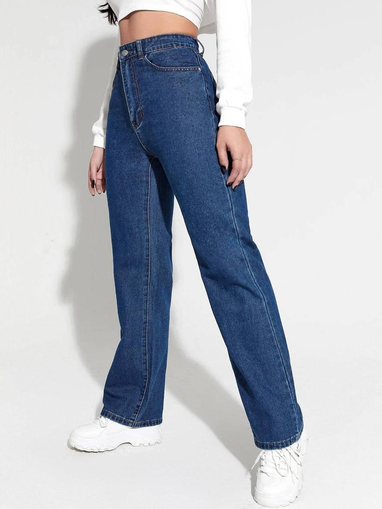 KOTTY Women Regular High Rise Dark Blue Jeans