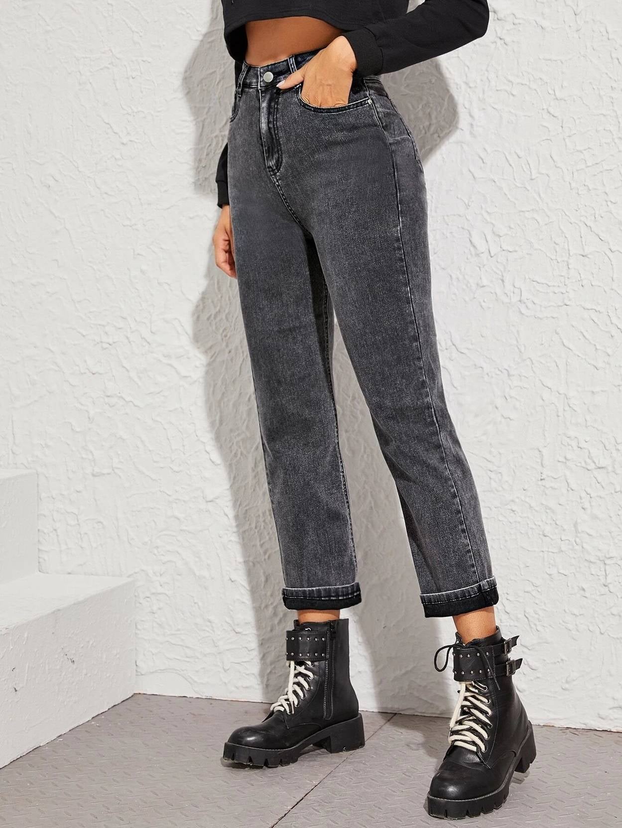 KOTTY Women Regular High Rise Dark Grey Jeans