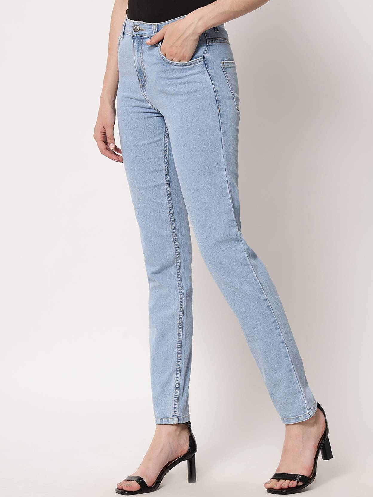 KOTTY Women Regular High Rise Light Blue Jeans