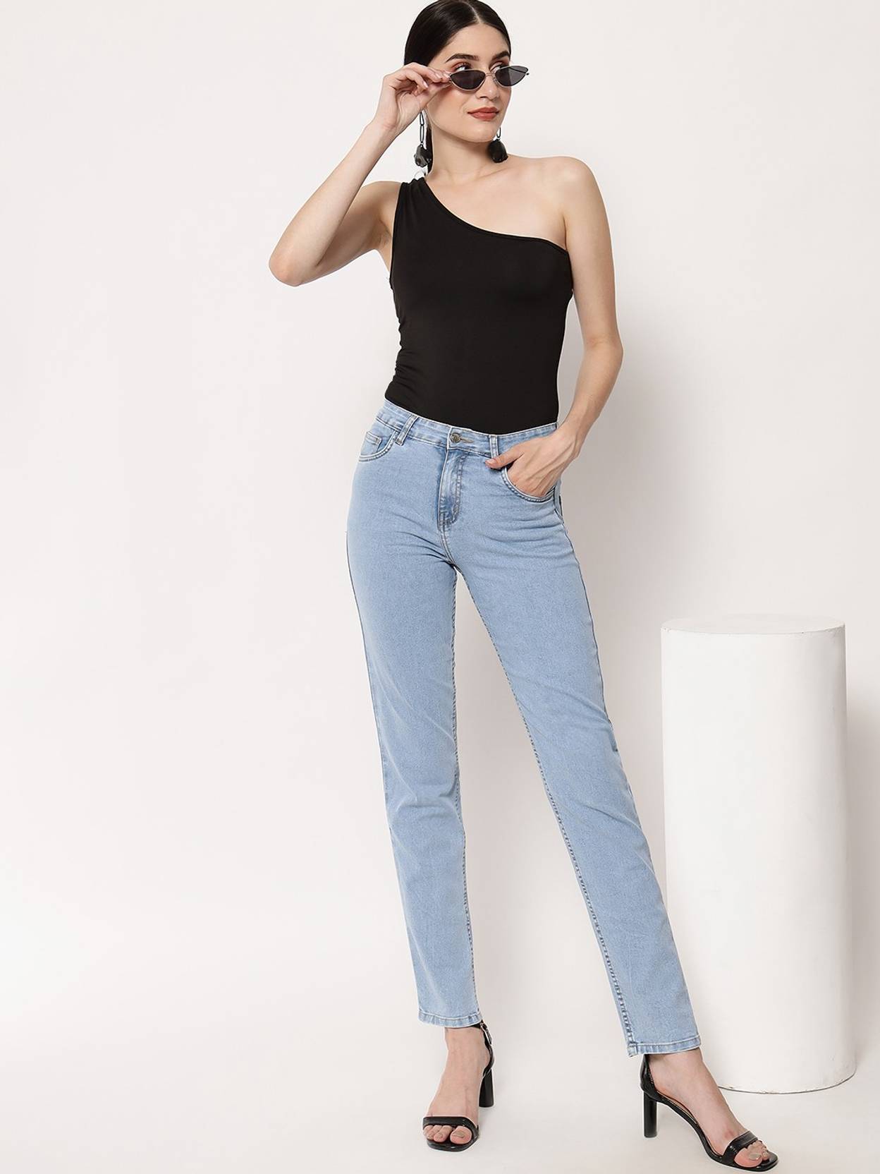 KOTTY  Women Regular High Rise Light Blue Jeans