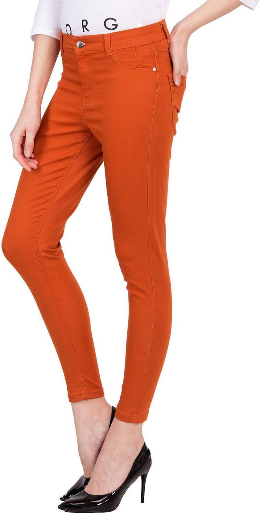 KOTTY Women Regular High Rise Orange Jeans