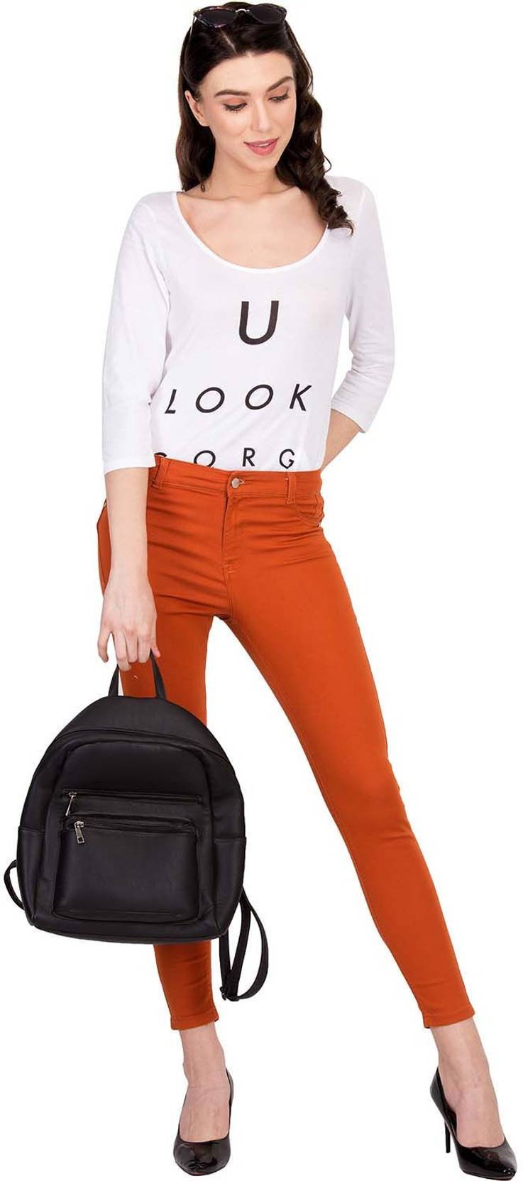KOTTY Women Regular High Rise Orange Jeans