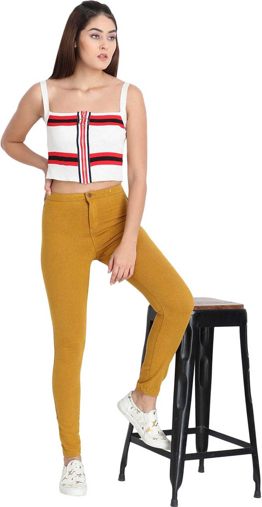 KOTTY Women Regular High Rise Yellow Jeans