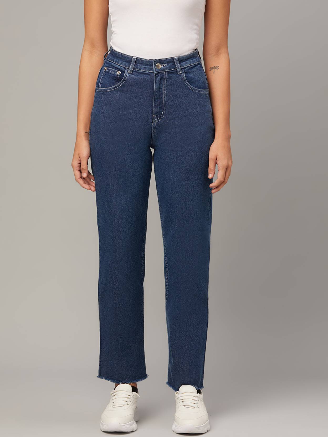 KOTTY Women Regular Mid Rise Dark Blue Jeans
