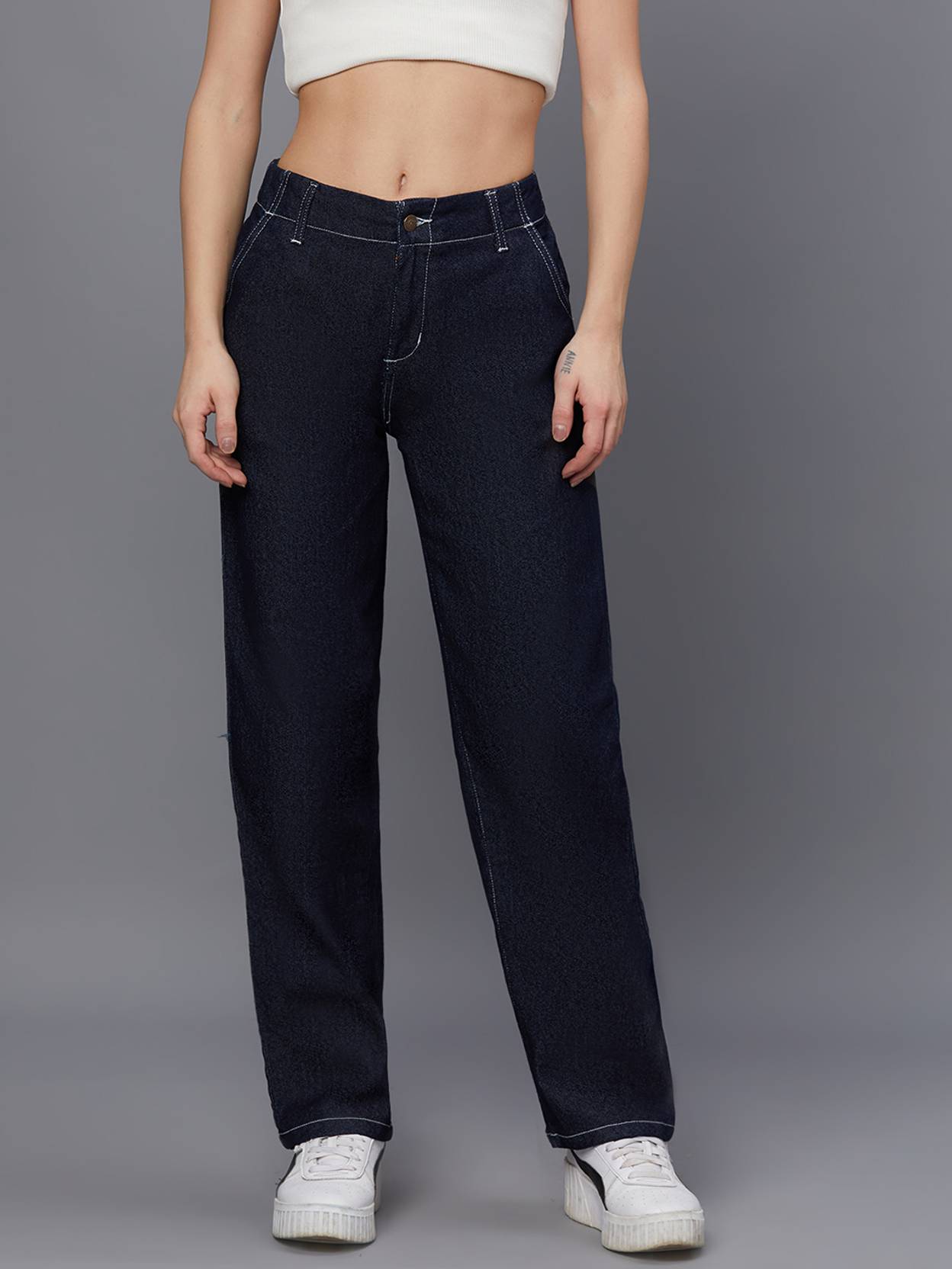 KOTTY Women Regular Mid Rise Dark Blue Jeans