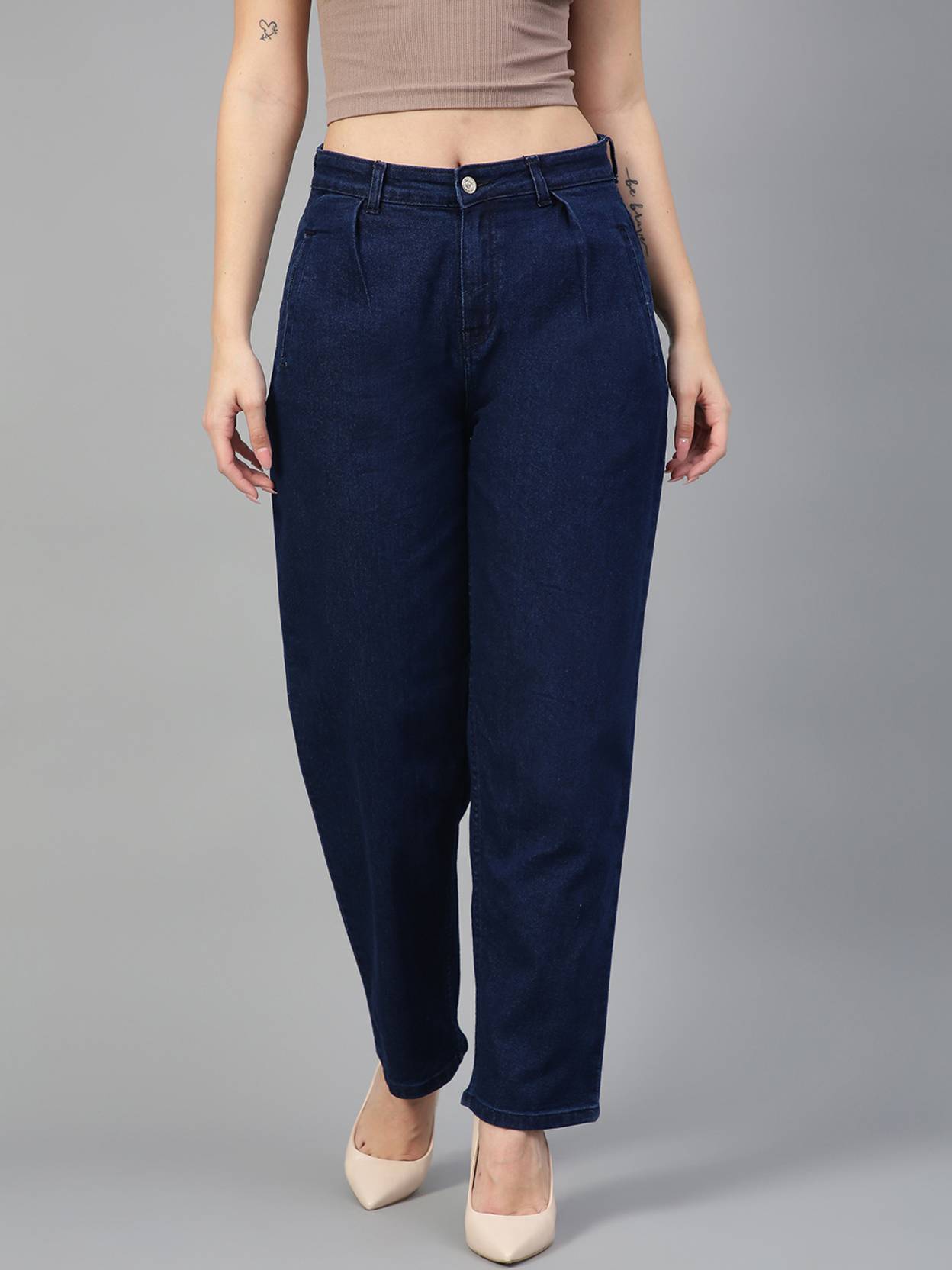 KOTTY Women Regular Mid Rise Dark Blue Jeans