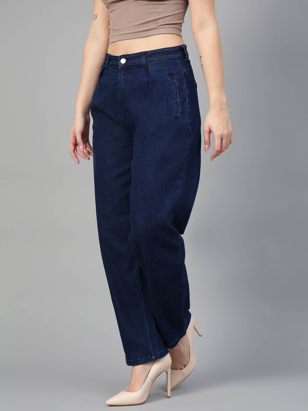 KOTTY Women Regular Mid Rise Dark Blue Jeans