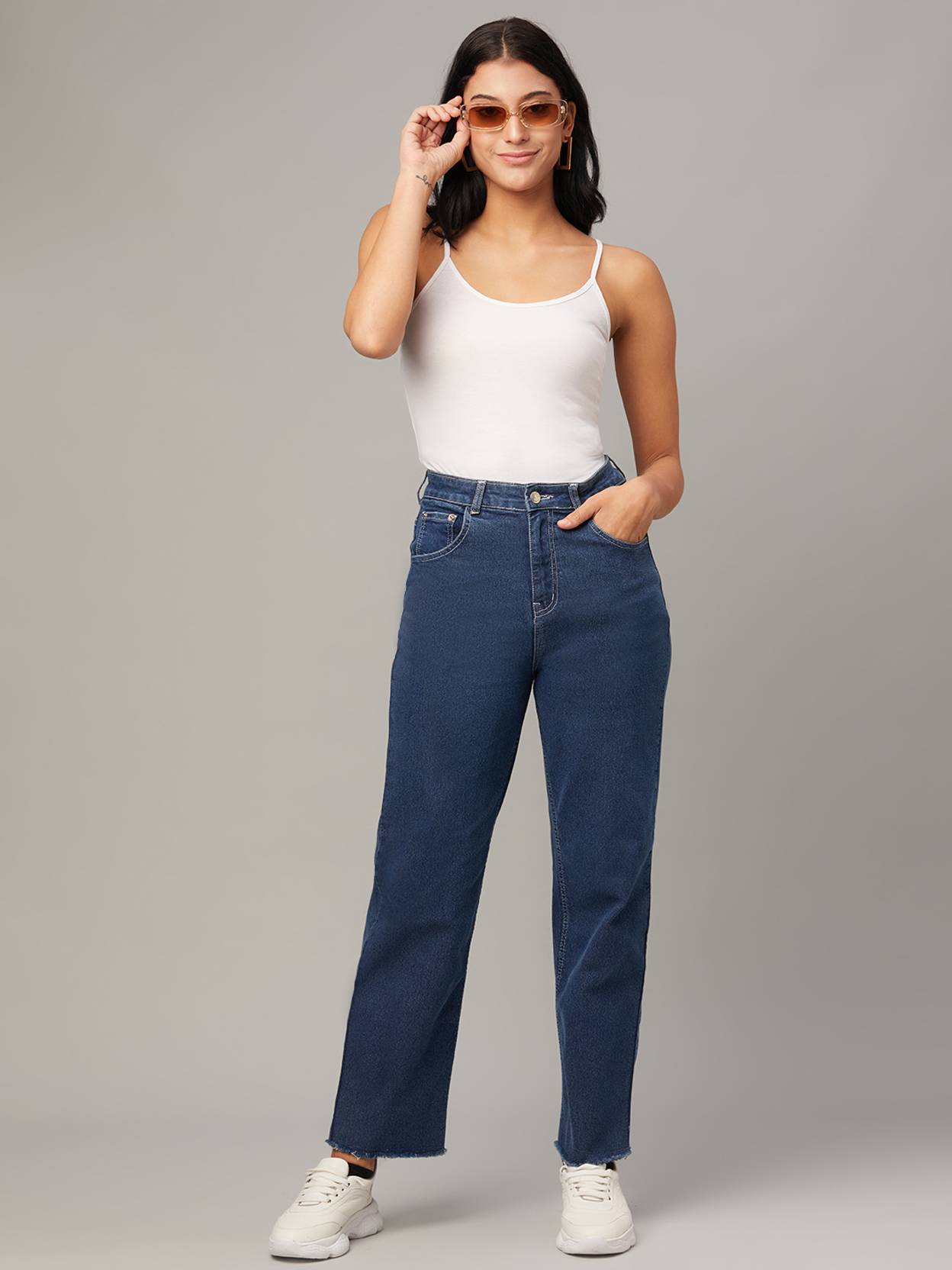 KOTTY Women Regular Mid Rise Dark Blue Jeans