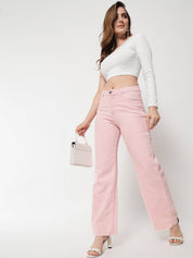 Women Regular Mid Rise Pink Jeans