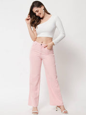 Women Regular Mid Rise Pink Jeans
