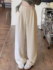 KOTTY  Women Relaxed Beige Cotton Blend Trousers