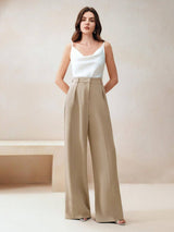 KOTTY  Women Relaxed Beige Viscose Rayon Trousers