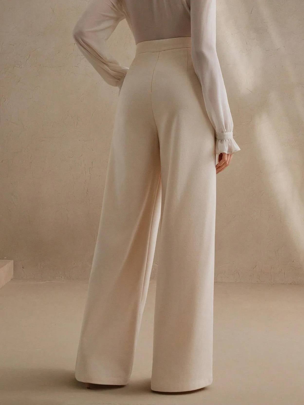 KOTTY  Women Relaxed Beige Viscose Rayon Trousers