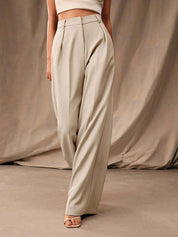 KOTTY  Women Relaxed Beige Viscose Rayon Trousers