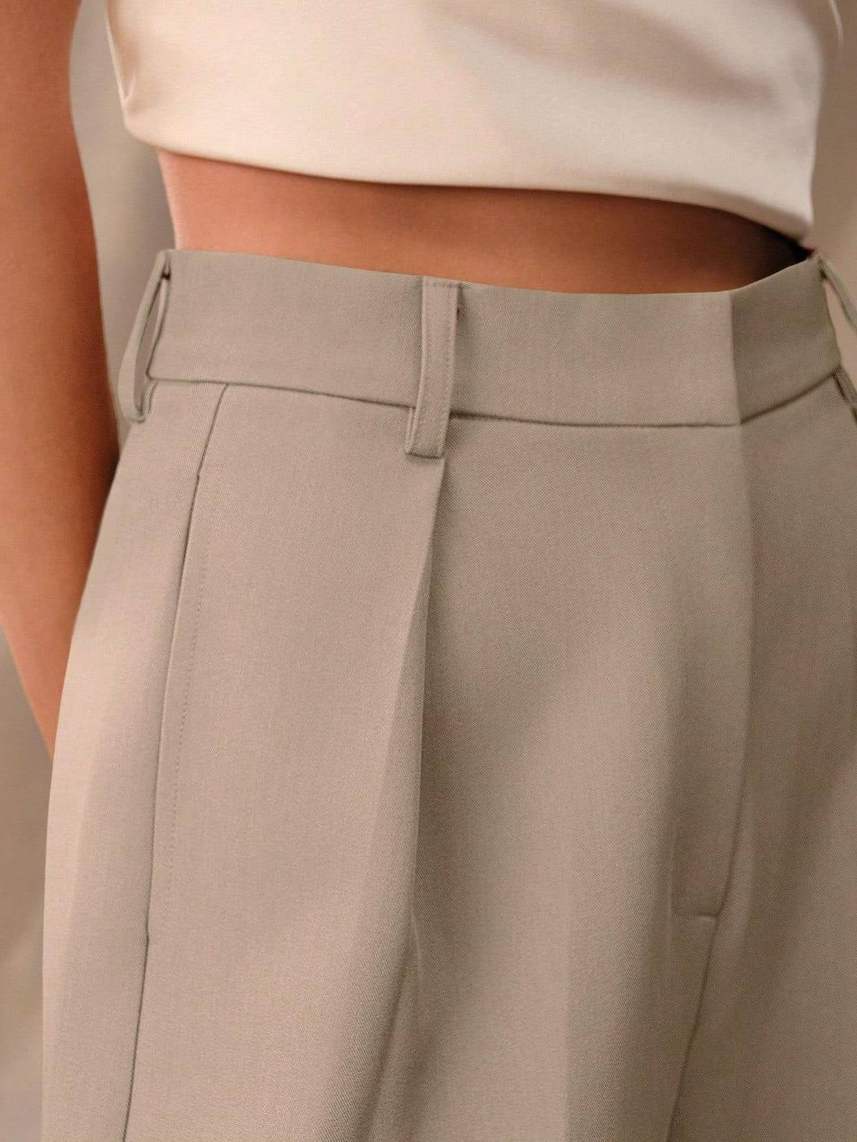 KOTTY  Women Relaxed Beige Viscose Rayon Trousers