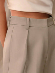 KOTTY  Women Relaxed Beige Viscose Rayon Trousers