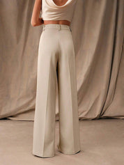 KOTTY  Women Relaxed Beige Viscose Rayon Trousers