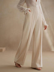 KOTTY  Women Relaxed Beige Viscose Rayon Trousers