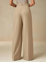 KOTTY  Women Relaxed Beige Viscose Rayon Trousers