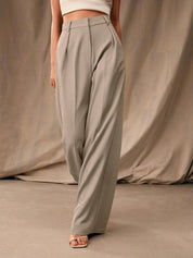 KOTTY  Women Relaxed Beige Viscose Rayon Trousers