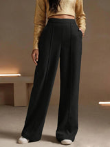 KOTTY  Women Relaxed Black Viscose Rayon Trousers