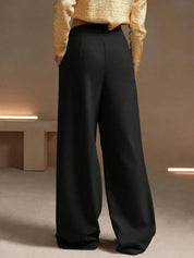 KOTTY  Women Relaxed Black Viscose Rayon Trousers