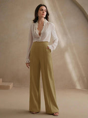 KOTTY  Women Relaxed Brown Viscose Rayon Trousers