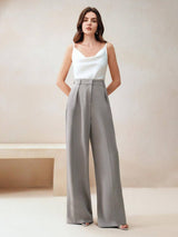 KOTTY  Women Relaxed Grey Viscose Rayon Trousers