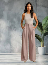 KOTTY  Women Relaxed Pink Viscose Rayon Trousers