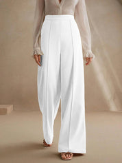 KOTTY  Women Relaxed White Viscose Rayon Trousers