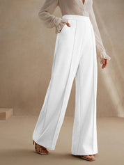 KOTTY  Women Relaxed White Viscose Rayon Trousers
