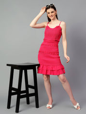 KOTTY Women Ruffled Pink Above Knee/Mid Thigh Length Dress