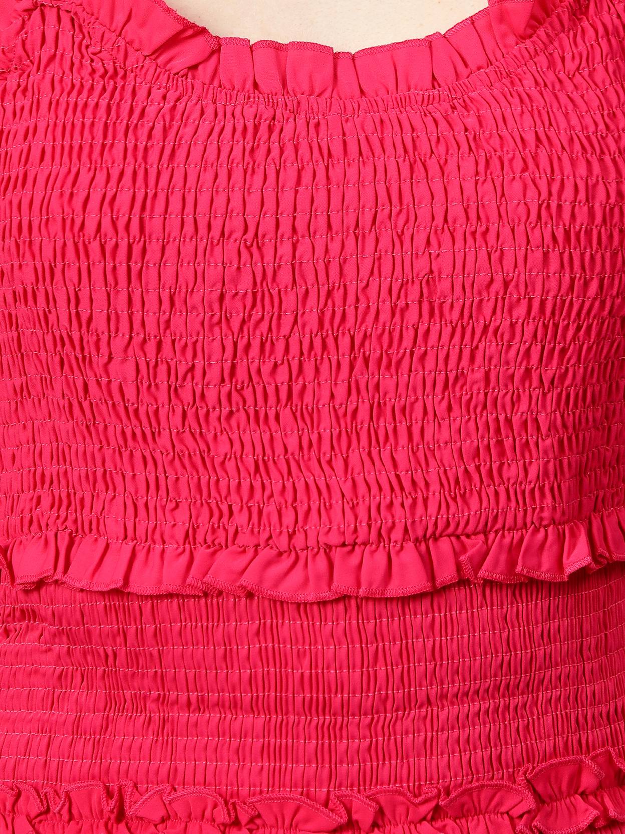 KOTTY Women Ruffled Pink Above Knee/Mid Thigh Length Dress