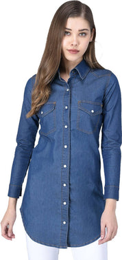 KOTTY  Women Shirt Blue Above Knee/Mid Thigh Length Dress