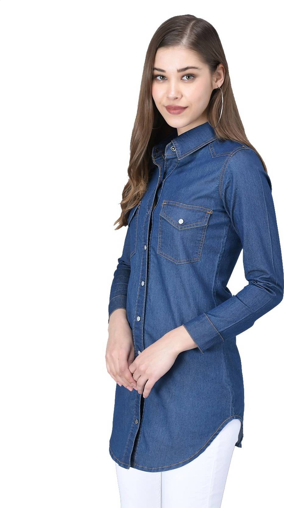 KOTTY  Women Shirt Blue Above Knee/Mid Thigh Length Dress