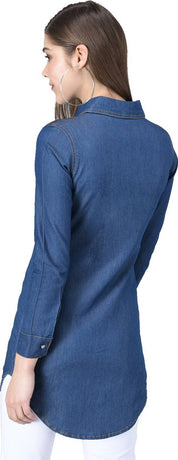 KOTTY  Women Shirt Blue Above Knee/Mid Thigh Length Dress