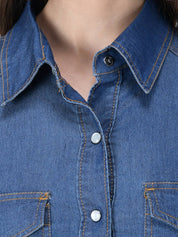 KOTTY  Women Shirt Blue Above Knee/Mid Thigh Length Dress