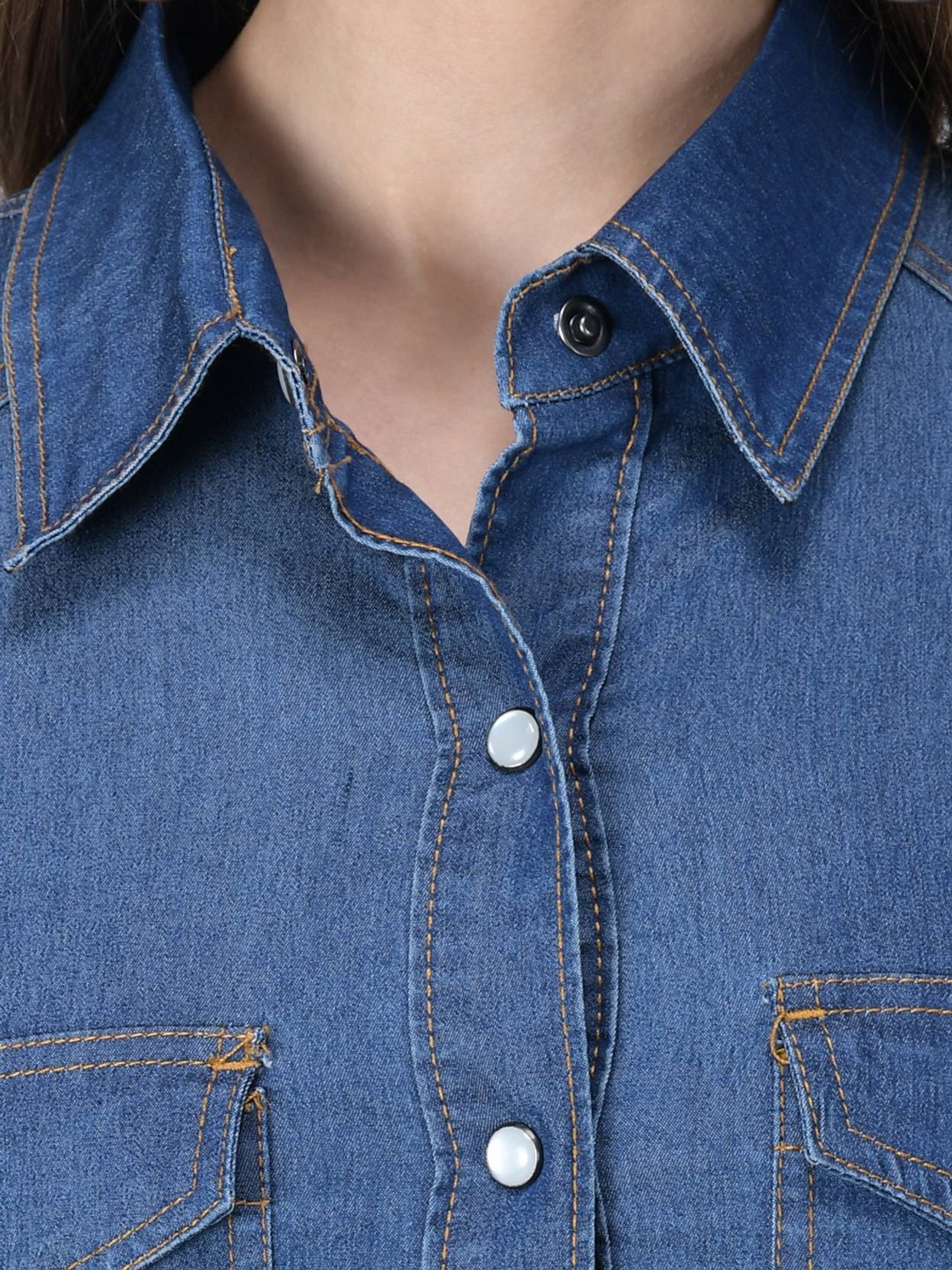 KOTTY  Women Shirt Blue Above Knee/Mid Thigh Length Dress