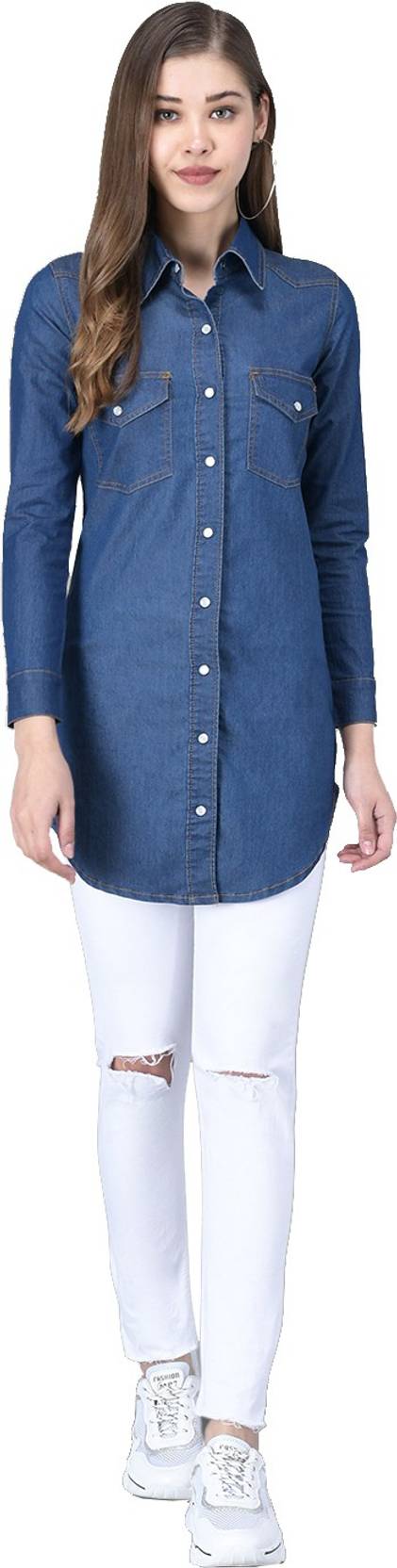 KOTTY  Women Shirt Blue Above Knee/Mid Thigh Length Dress