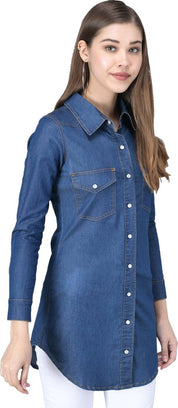 KOTTY  Women Shirt Blue Above Knee/Mid Thigh Length Dress