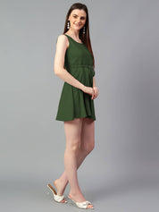 KOTTY Women Skater Green Above Knee/Mid Thigh Length Dress Special price