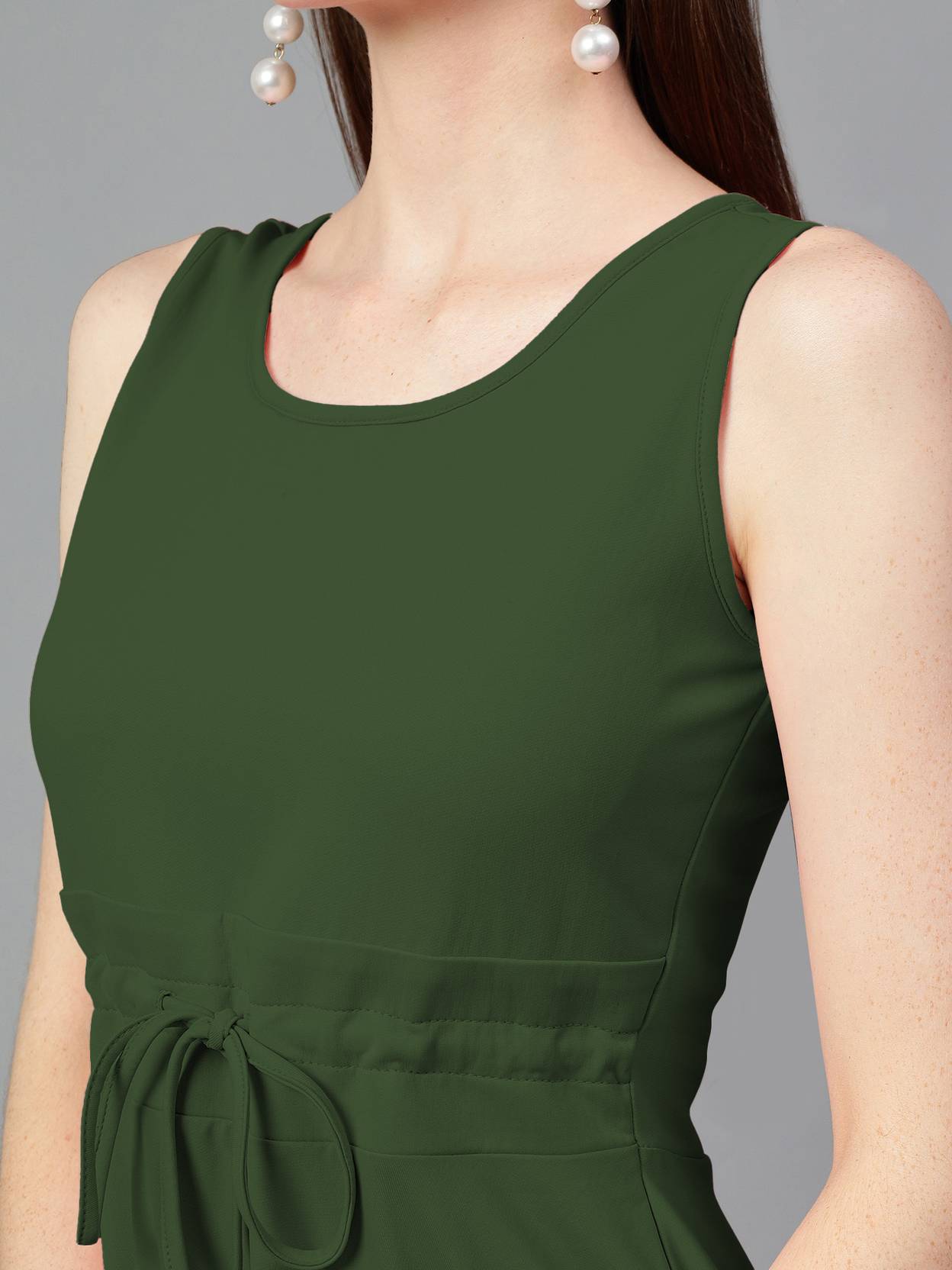 KOTTY Women Skater Green Above Knee/Mid Thigh Length Dress Special price