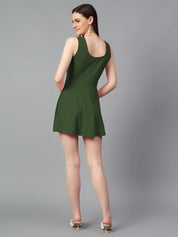 KOTTY Women Skater Green Above Knee/Mid Thigh Length Dress Special price