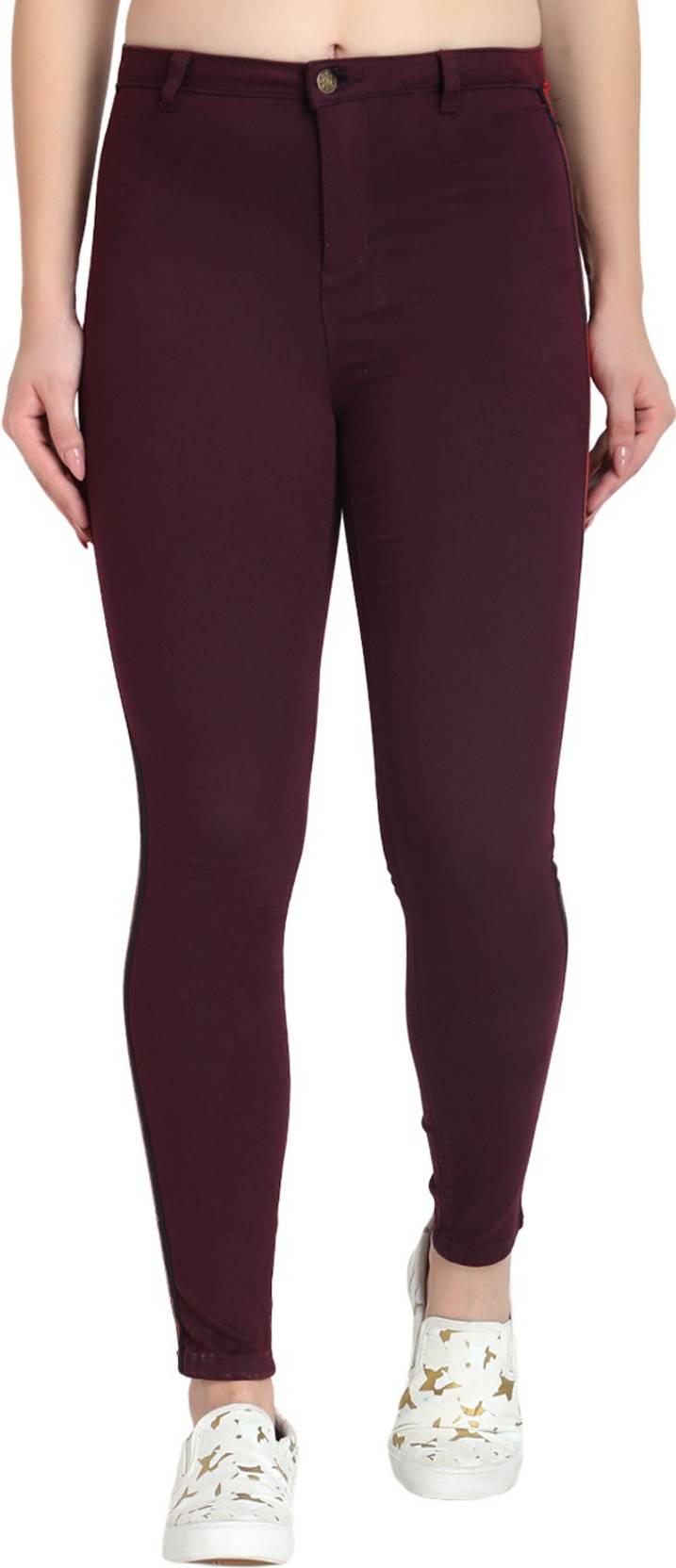 KOTTY  Women Skinny High Rise Maroon Jeans