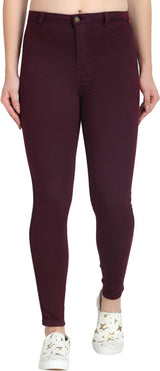 KOTTY  Women Skinny High Rise Maroon Jeans