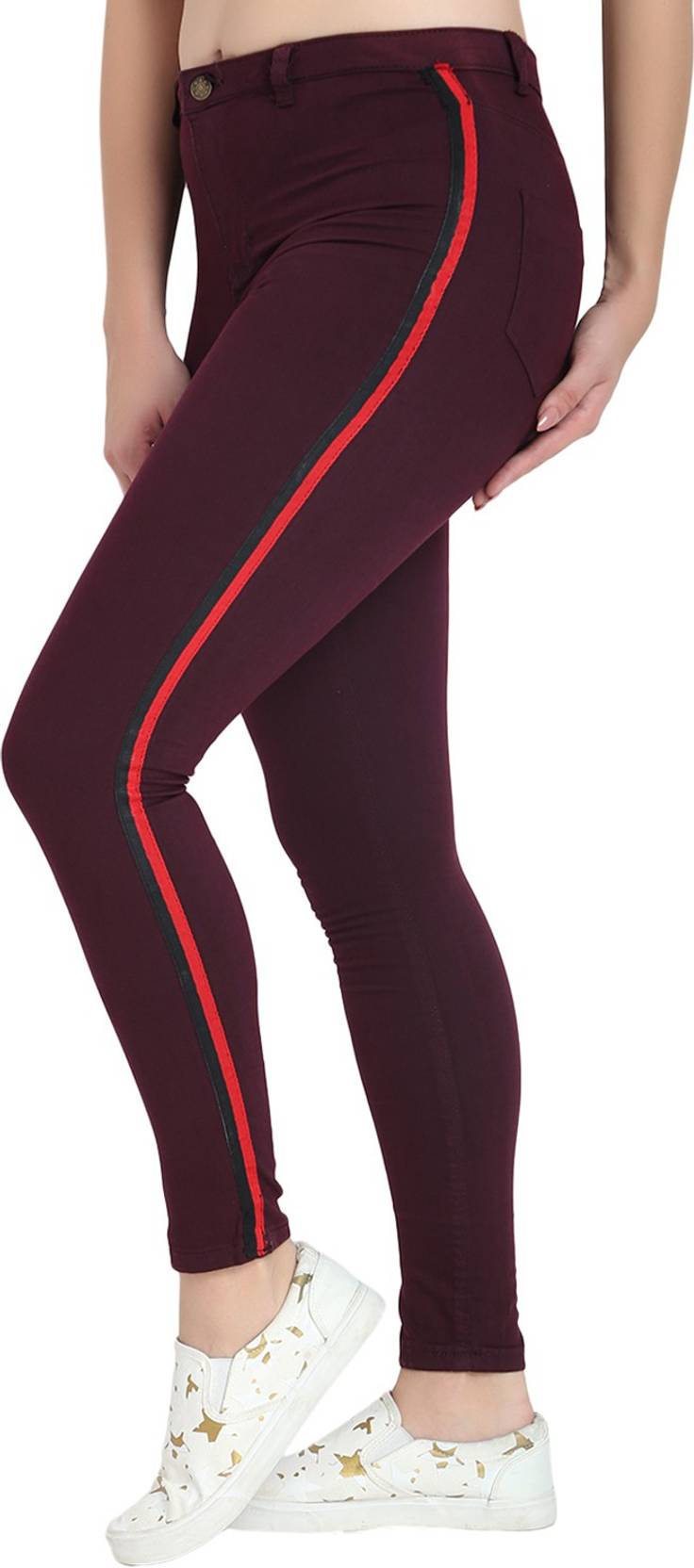 KOTTY  Women Skinny High Rise Maroon Jeans